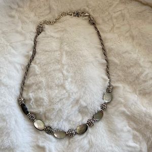 Brighton abalone type stones Mixed with silver beads, looks gray, beige, purple